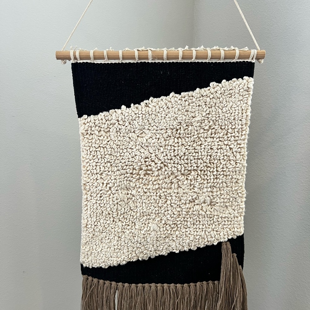 Black and Cream Woven Wall Hanging